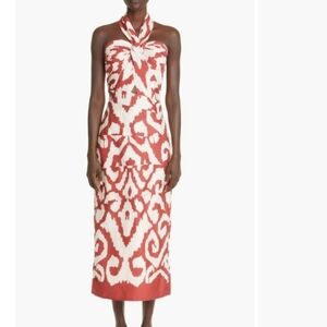 JOHANNA ORTIZ Shell Shadows Printed Twill Halterneck Midi Dress US 2 Org $1,750
